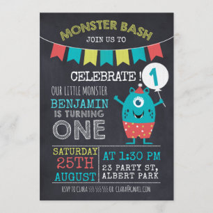Convite Concurso de Aniversário do Monstro do Chalkboard 