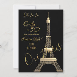 Convite Concurso de aniversário em Paris Chic DOURADO