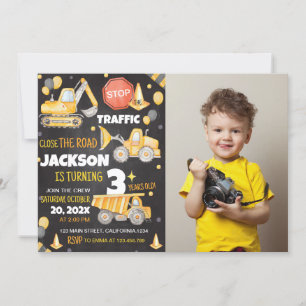 Convite Concurso de Aniversário para Caminhões de Construç