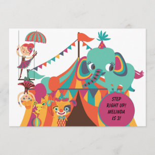 Convite Concurso de Aniversário para Crianças Retro Circus