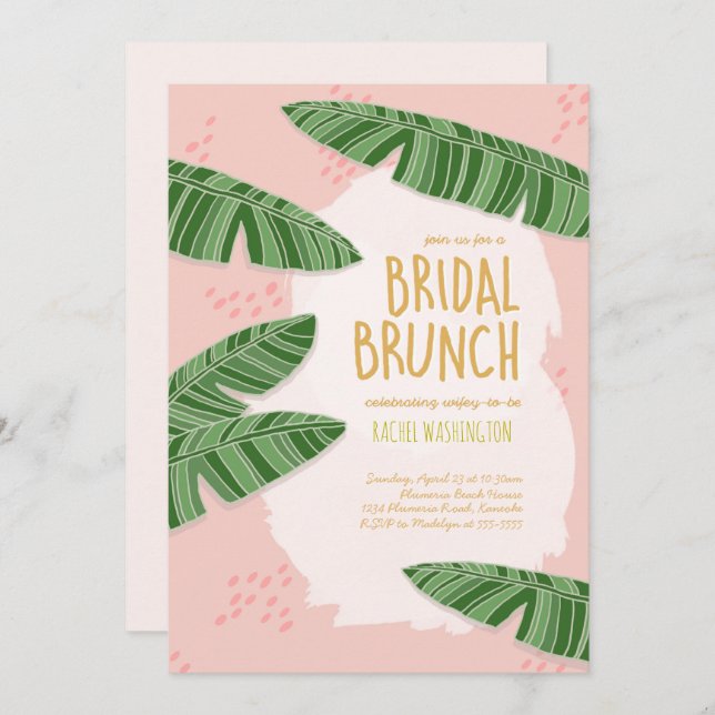 Convite Concurso de Bridal Rosa-Beachy Tropical Brunch (Frente/Verso)