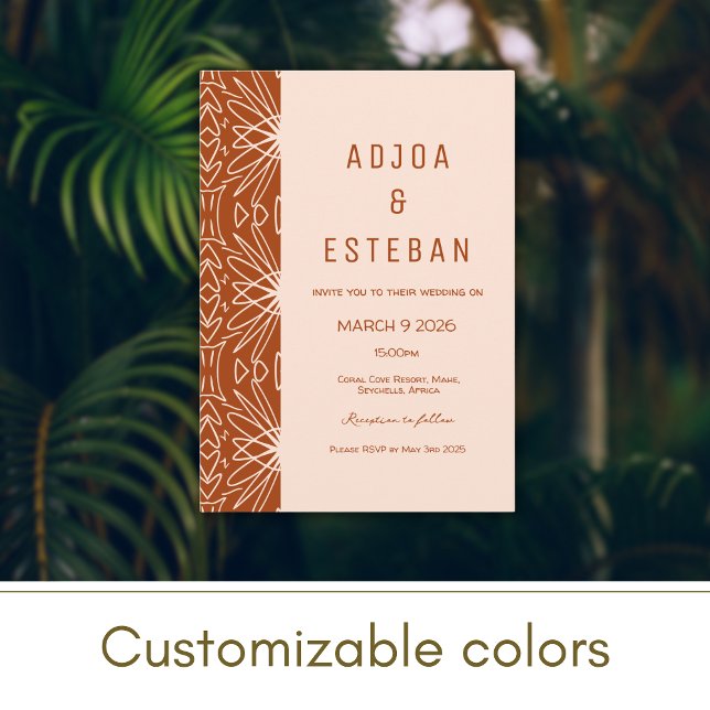 Convite Concurso de Casamento Boho com Padrão Tribal de Mu (Criador carregado)