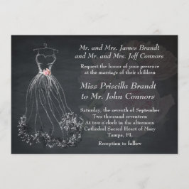 Convite Concurso de casamento Chalkboard,vestido estilizad