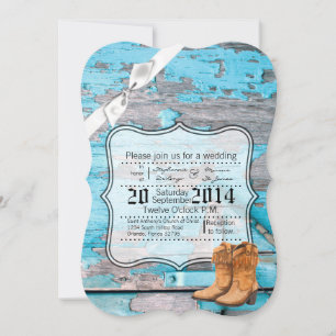 Convite Concurso de Casamento de 5x7 Blue Barn Boots Count