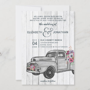 Convite Concurso de Casamento de Boho de Caminhão de Vint