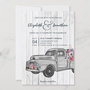 Convite Concurso de Casamento de Boho de Caminhão de Vint
