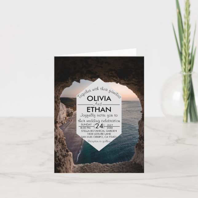 Convite Concurso de Casamento de Celebração de praia de es (Frente)