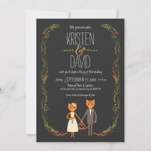 Convite Concurso de Casamento de Gatos Florestais Rustic B