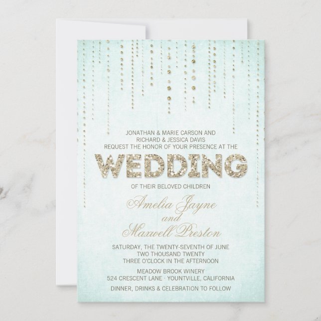 Convite Concurso de Casamento de Olhos Dourados e de Aqua (Frente)