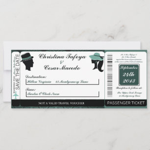 Convite Concurso de Casamento de Palhaço Damask Teal Coupl