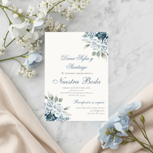 Convite Concurso de Casamento Espanhol Dusty Blue