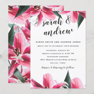 Convite Concurso de Casamento Floral da Lily Stargazer Ros