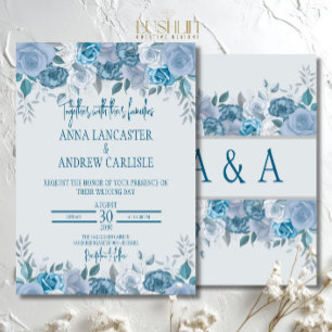 Convite Concurso de Casamento Floral de Dusty Blue Waterco