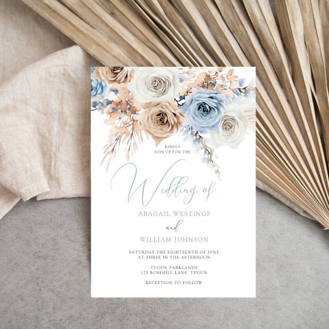 Convite Concurso de Casamento Floral Dusty Blue Boho (Criador carregado)