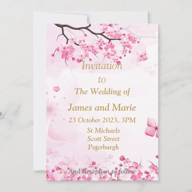 Convite Concurso de Casamento Incrível, flor rosa (Frente)