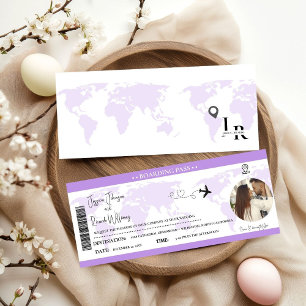 Convite Concurso de casamento Lavendar Bilhete de embarque