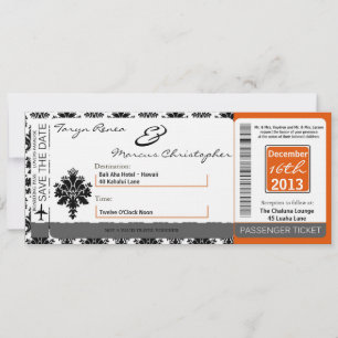 Convite Concurso de Casamento Linen Black Orang Passagem