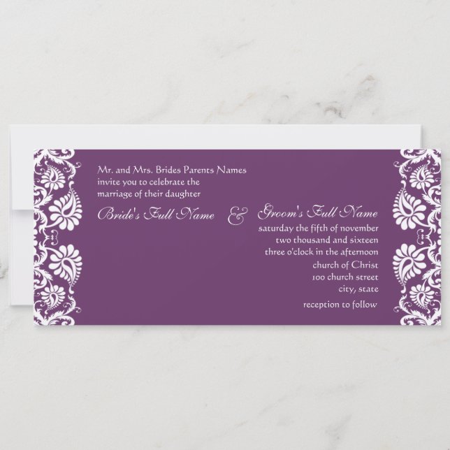 Convite Concurso de Casamento para Suas Incêndios de Damás (Verso)