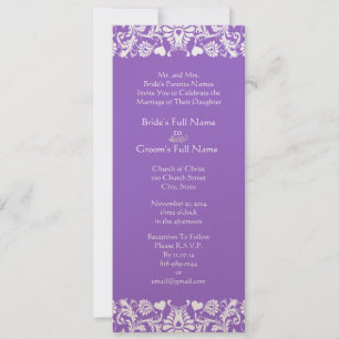 Convite Concurso de Casamento Plum Damask Swirls