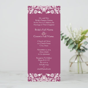 Convite Concurso de Casamento Plum Damask Swirls