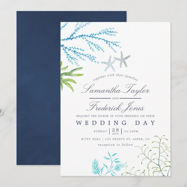 Convite Concurso de Casamento Previsto para Algas Aquática (Frente/Verso)