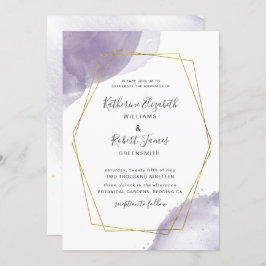 Convite Concurso de Casamento Roxo Elegante Dourado Dusty