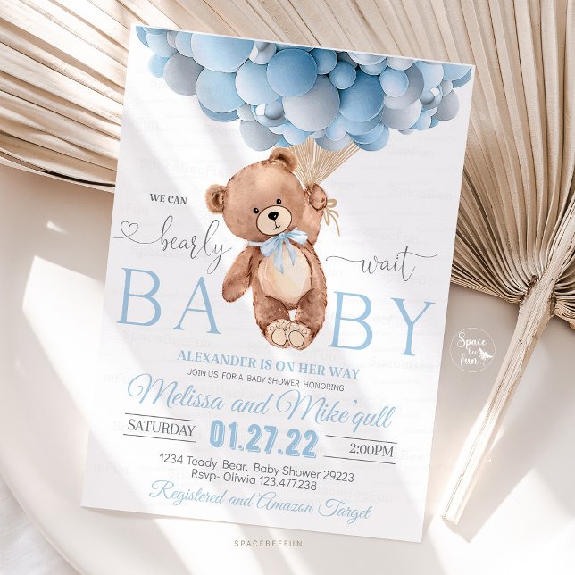 Convite Concurso De Chá de fraldas Do Urso De Teddy Que Po (teddy bear baby shower, baby shower invite, teddy bear party, baby shower invitation, bear theme bab)