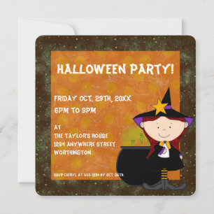 Convite Concurso de Festa de Halloween das Bruxas Brew Kid