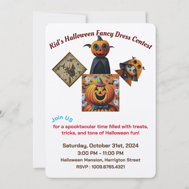 Convite Concurso de festas de Rico-vestido de Halloween (Frente)