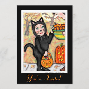 Convite Concurso de Figurino de Halloween de Gato Preto