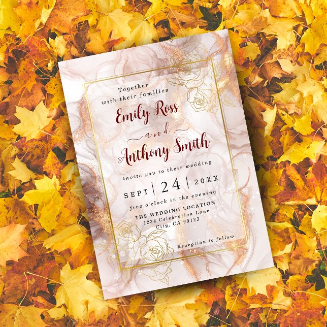 Convite Concurso Elegante De Bronze E Casamento Dourado De (Criador carregado)