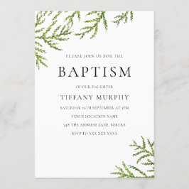 Convite Concurso Elegante de Folha Verde ou Batismo Menino