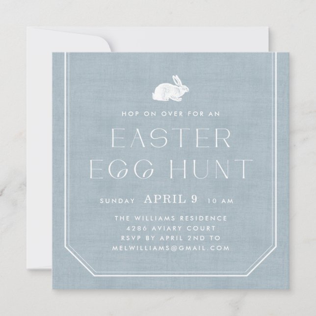 Convite Concurso para Caça ao Ovo de Coelho da Páscoa - Az (Frente)