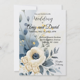 Convite Concurso para Casamento com Azul e Creme