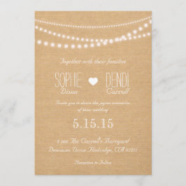 Convite Concurso Rustic String of Lights Weding
