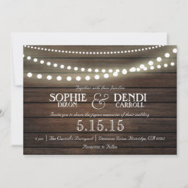 Convite Concurso Rustic String of Lights Weding