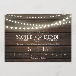Convite Concurso Rustic String of Lights Weding