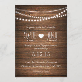 Convite Concurso Rustic String of Lights Weding