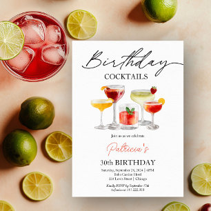 Convite Concursos de Aniversário para Cocktail de Aquarela