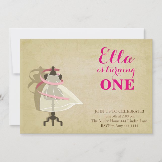 Convite Concursos de Primeiro Aniversário da Princesa Chic (Frente)