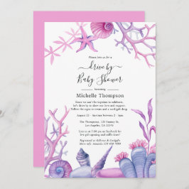 Convite Condução Por Chá de fraldas Do Oceano De Aquarelas