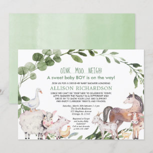 Convite Conduzir por Fazenda Barnyard animais chá de frald