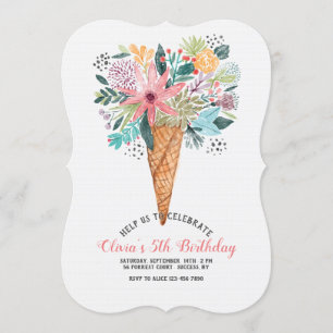 Convite Cone com Flores