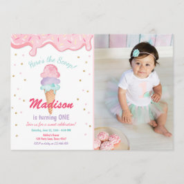 Convite Cone Confetti Birthday Cone, Sorvete Rosa, Confett