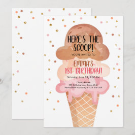 Convite Cone Confetti Birthday - Sorvete Rosa Boho Cone Co