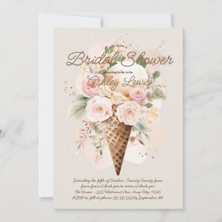 Convite Cone de flor de sorvete Boho, cone de aquarela