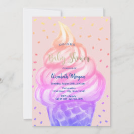 Convite Cone de sorvete legal rosa Baby Shower