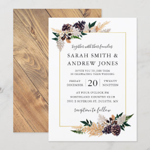 Convite Cone, samambaia e hortaliças rústicos do pinho d