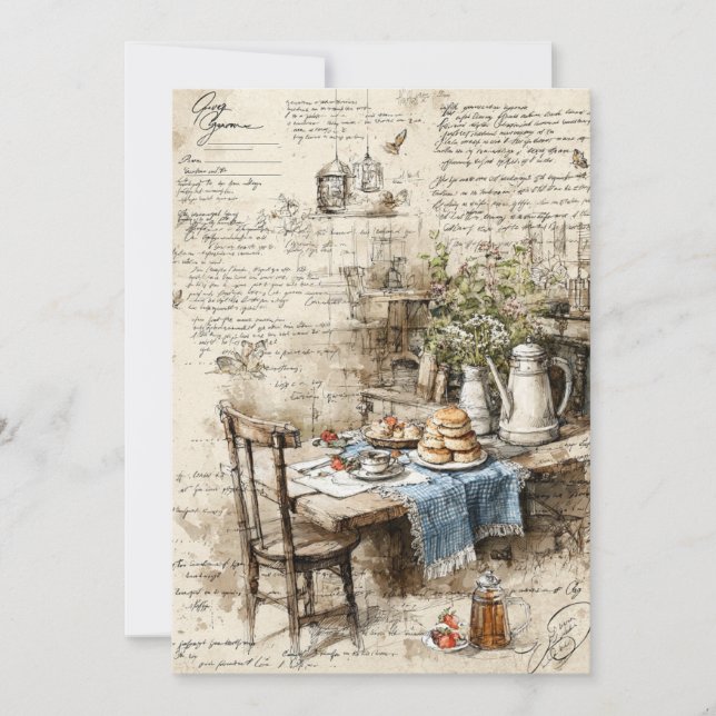 Convite Cones de algodão | Rústico Chá (Frente)