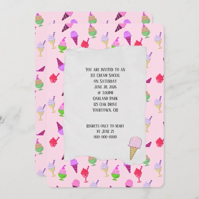 Convite Cones do Partido Social sorvete (Frente/Verso)